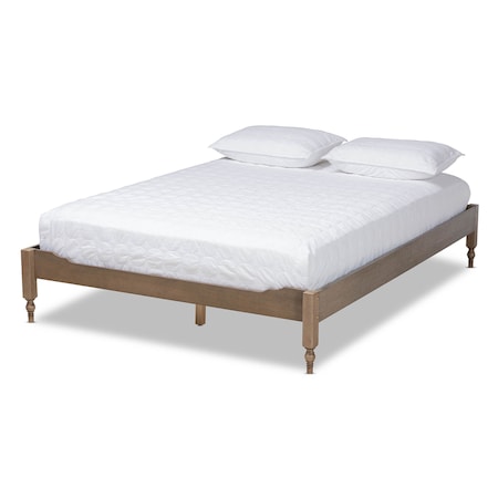 Baxton Studio Laure Weathered Grey Oak Finished Wood Full Size Platform Bed Frame 161-10202